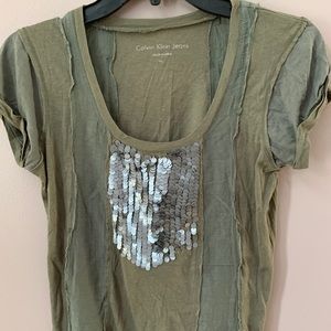 Army Green Short Sleeve Top